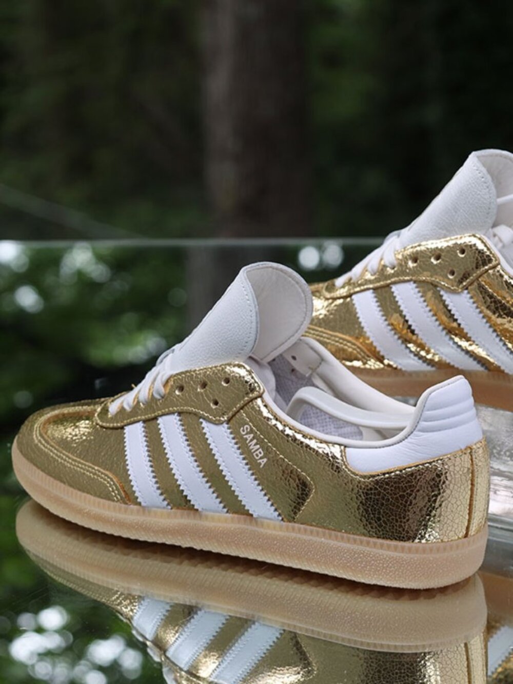 Adidas Samba OG Gold Metallic Cracked Leather Women’s Size 7 - Picture 12 of 13